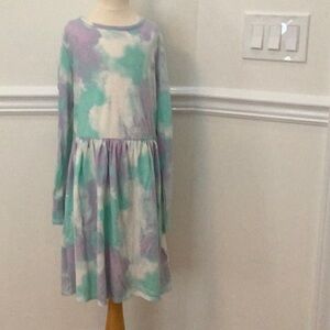 Cat and Jack blue-green, white, and purple pastel dress girls size 10/12